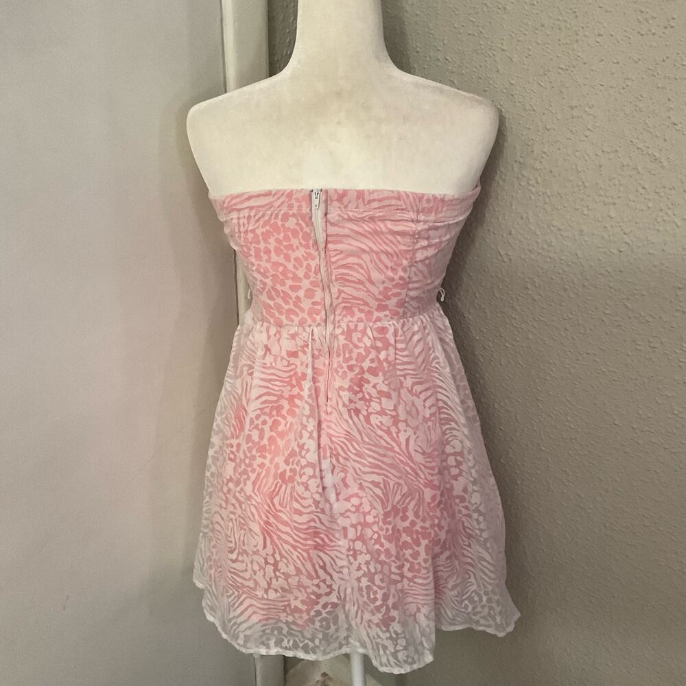 Ruby Rox Strapless Pink/White Mini Cocktail Dress 9 Juniors Y2K Twee Prints